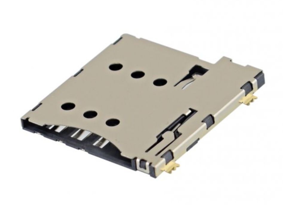 SIM kaart connector 6P push in-out voor standaard simkaart formaat SMD PCB